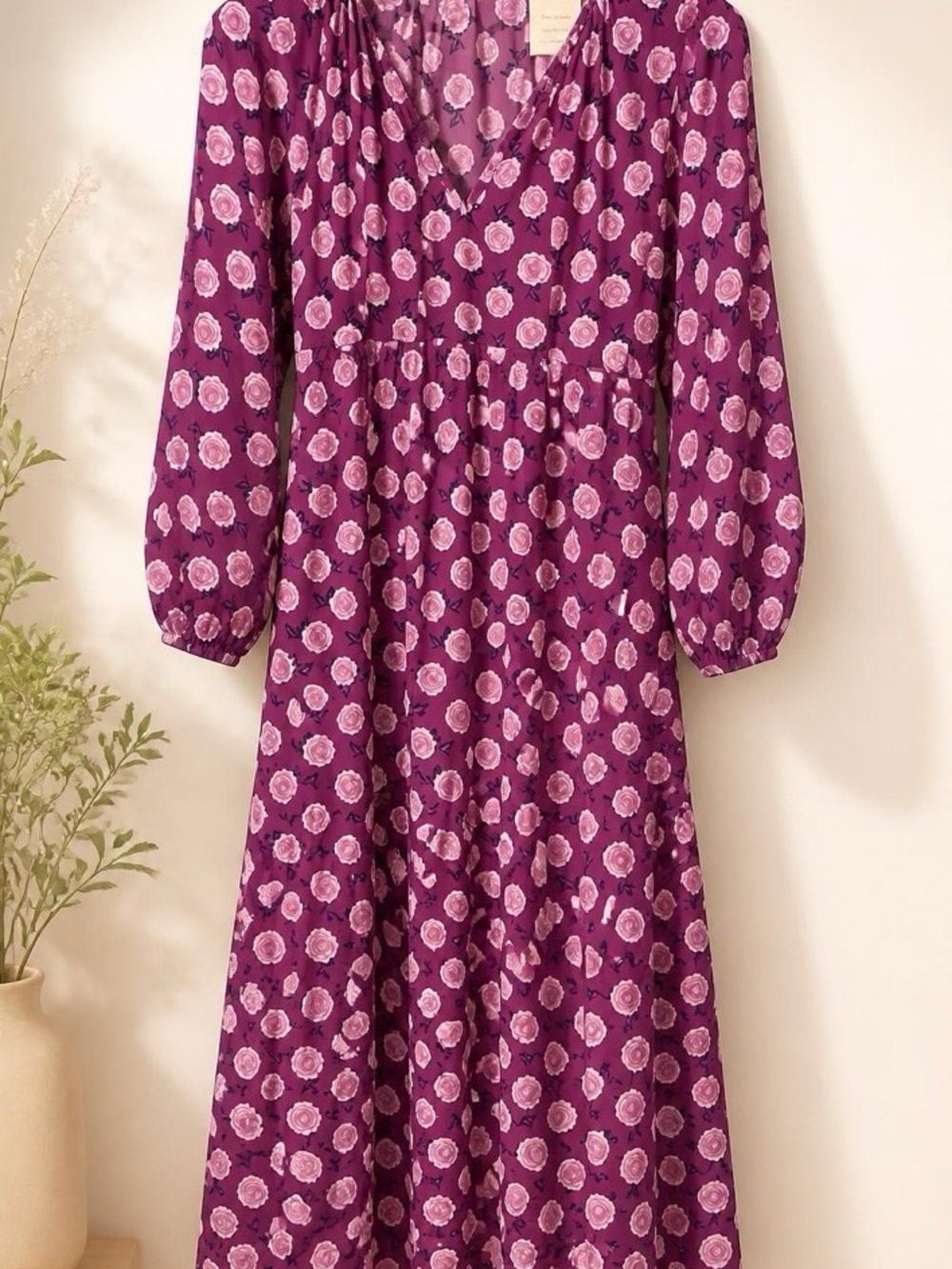 Amazon Women's Plum Floral Maxi Dress
